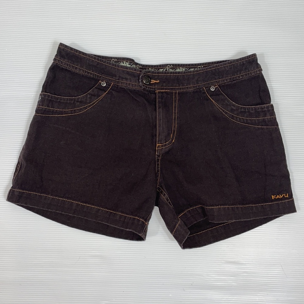 Kavu chocolate brown jean shorts women size 6